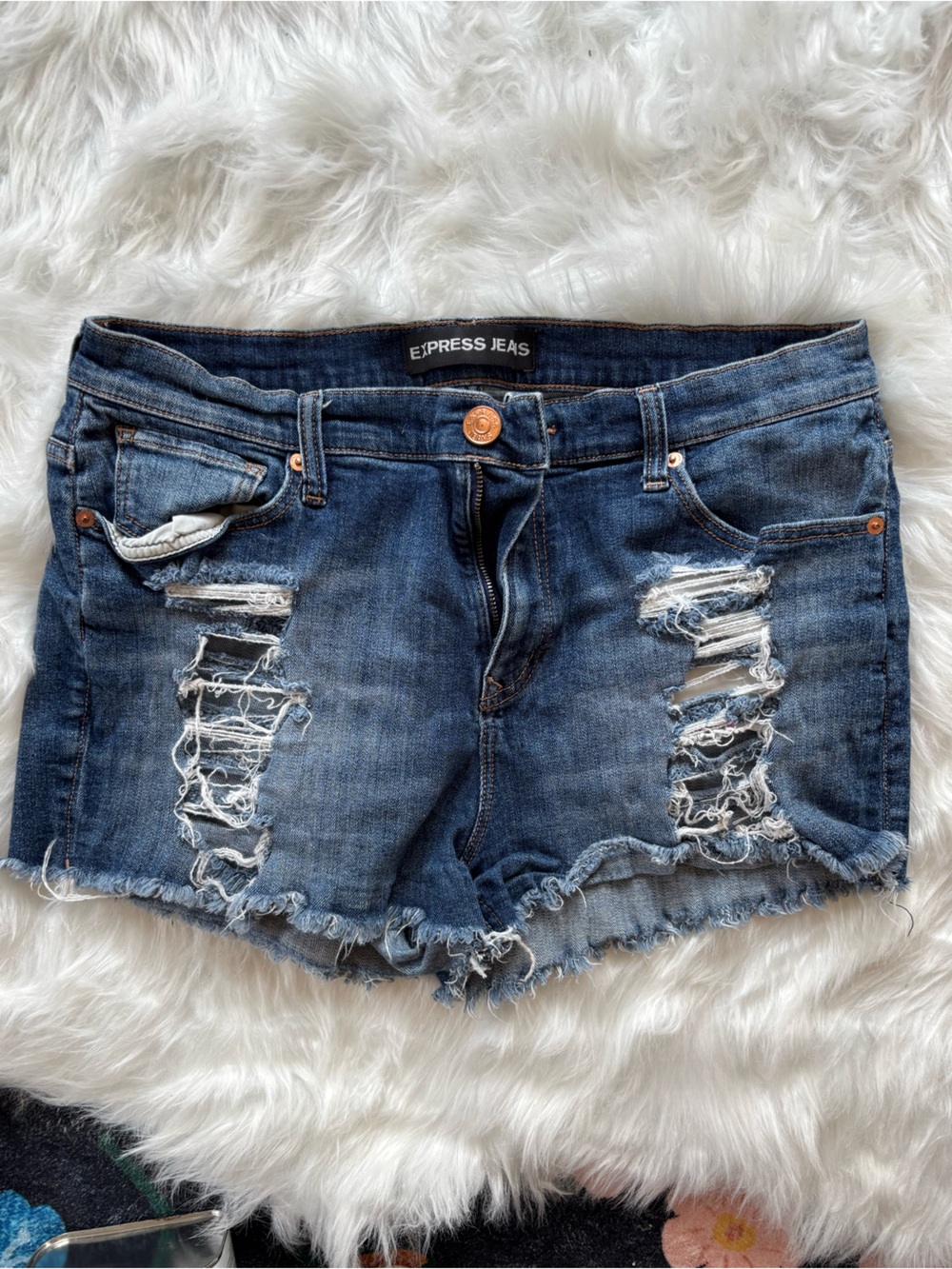 Express Distressed Denim shorts - Dark Blue size 14